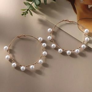 White Pearl Hoop Earrings Fashion Jewelry 2.75 Fashion Statement Accessories